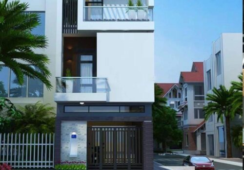 Thiết kế nhà phố tân cổ điển 3 tầng có gara hiện đại